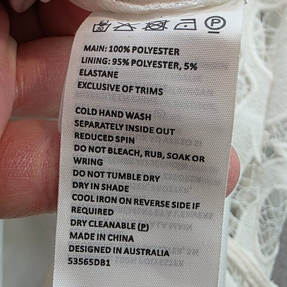 Bardot Lina Lace Sheath Knee Length Dress White Swirl Floral Lace US sz 8 or Med - Picture 8 of 12